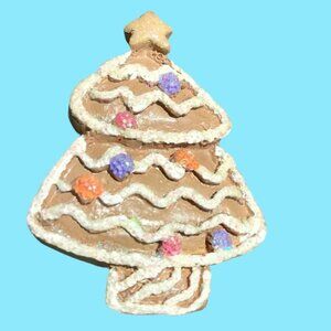 Christmas Tree Pin Brooch Gingerbread Cookie Holiday Jewelry